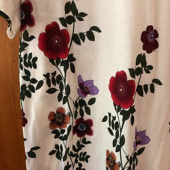 NWOT Sandro Floral Print Ivory 100% Cotton Short Sleeve Crew Tee Shirt Women's 6 - Picture 5 of 9